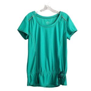 ATHLETA PACIFICA TUNIC TOP SHORT SLEEVE ADJUSTABLE UPV POCKET WOMENS SIZE LARGE